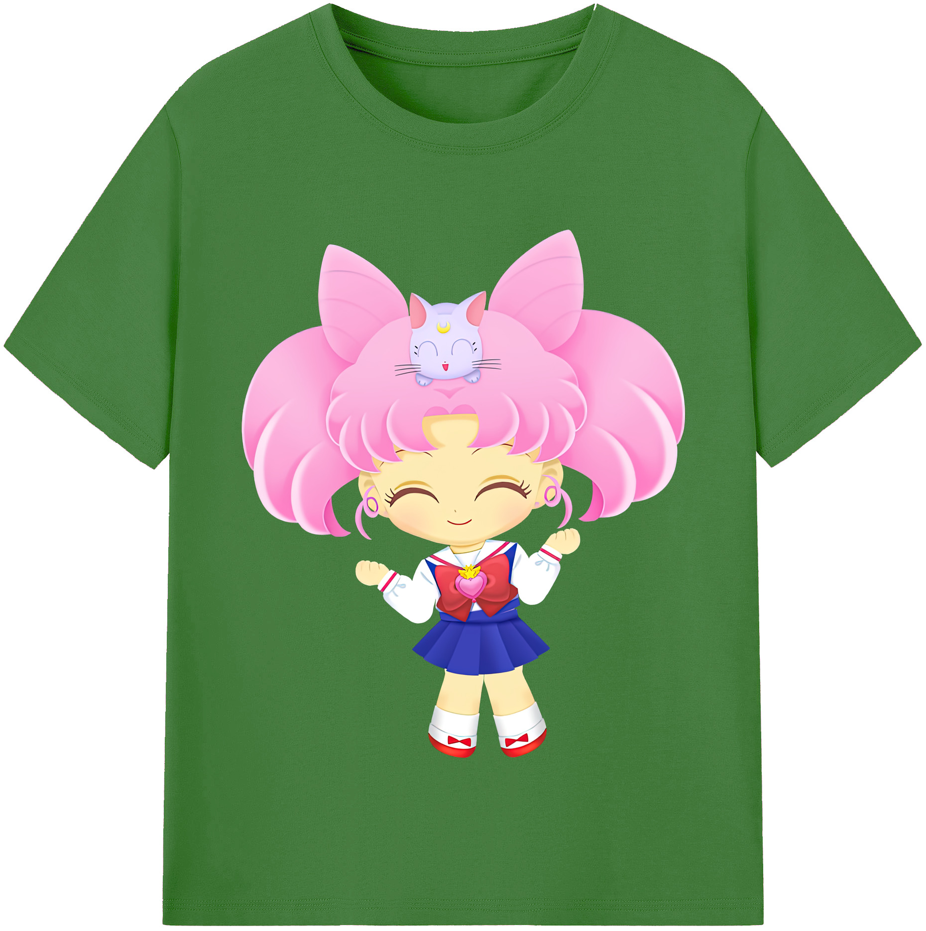 （画像用） 美少女戦士セーラームーン ちびうさ Sailor Moon Chibiusa Tsukino Usagi Small Lady Serenity レディースカジュアルプリントTシャツ（綿100％）